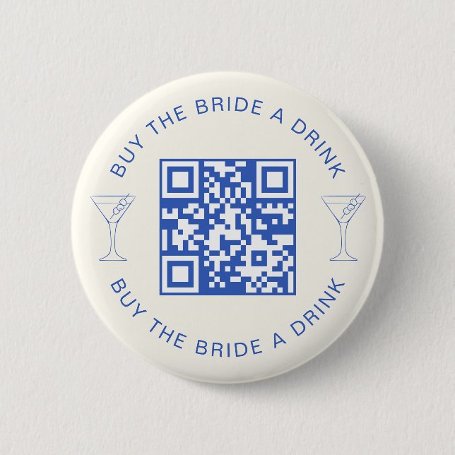 Kaufe der Braut einen Drink QR Code Junggesellinne Button (Vorderseite)