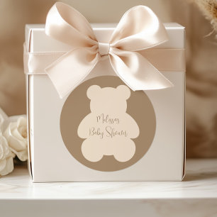 Kaufe Kaum Warten Beige Teddybär Baby Shower Runder Aufkleber