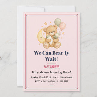 Kaufe kaum warten Teddy Baby Shower Rosafarbenes E Einladung