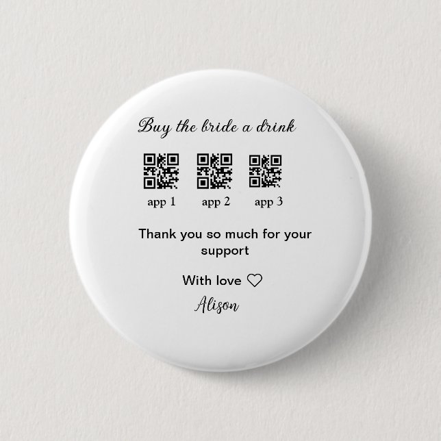 kaufen Braut ein Getränk Scan QR Code danke IhnenE Button (Vorderseite)