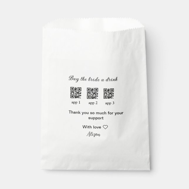 kaufen Braut ein Getränk Scan QR Code danke IhnenE Geschenktütchen (Vorderseite)