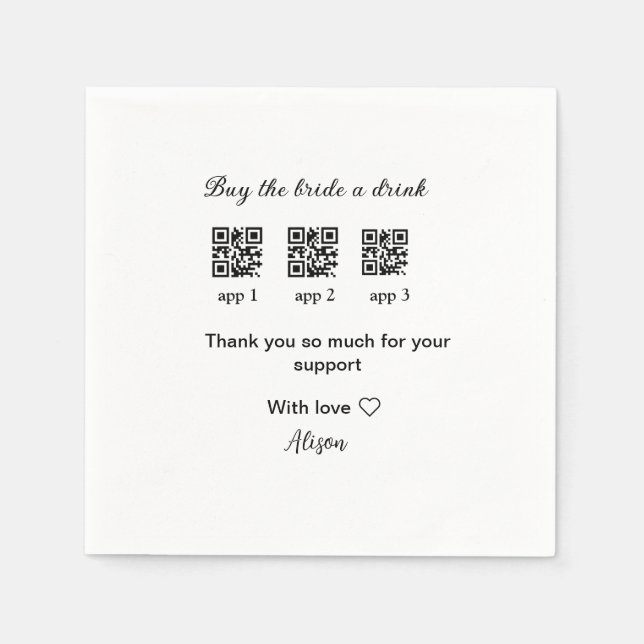 kaufen Braut ein Getränk Scan QR Code danke IhnenE Serviette (Vorderseite)
