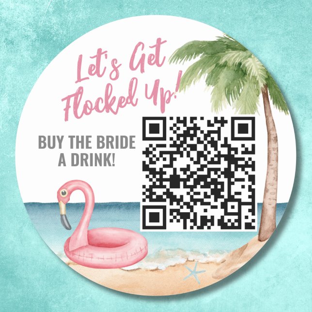 Kaufen Brie A Drink QR Code Bachelorette Runder Aufkleber (Bachelorette Buy Bride A Drink QR Code Classic Round Sticker)