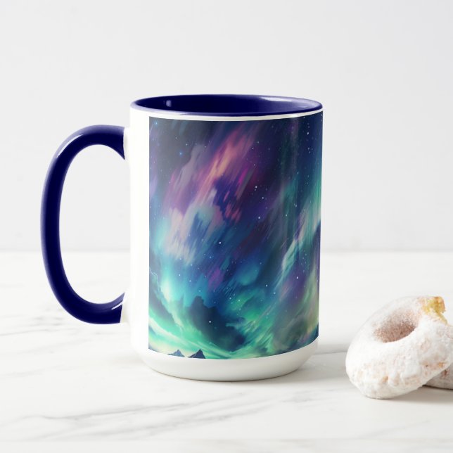 Kaufen raumbezogene Nordlichter Tasse (Mit Donut)
