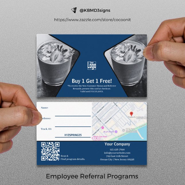 Kaufen Sie 1 Gratis Blue White Black Mitarbeiter P Empfehlungskarte (Buy 1 Get 1 Free Blue White Black Employee Reward Referral Card)