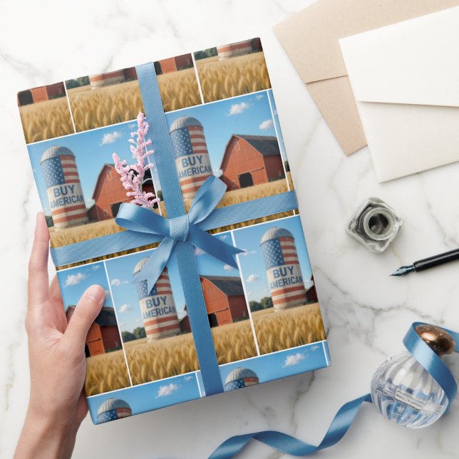 Kaufen Sie AMERIKANISCHEN Text mit Flag auf einem  Geschenkpapier (Schenken)