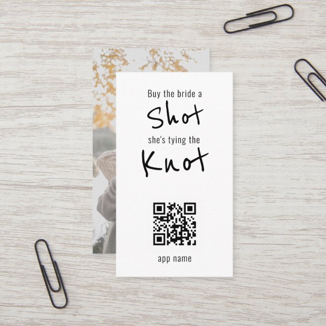 Kaufen Sie den Bride-QR-Code-Junggeselinnen-Abschi Visitenkarte (Vorderseite/Rückseite Beispiel)