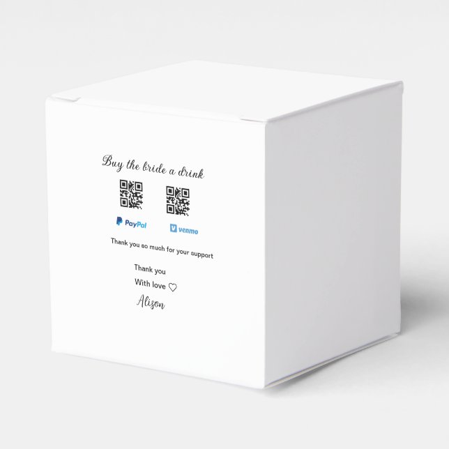 Kaufen Sie die Braut ein Getränk Spende QR Venmo P Geschenkschachtel (Vorderseite)