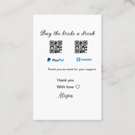 Kaufen Sie die Braut ein Getränk Spende QR Venmo P Visitenkarte