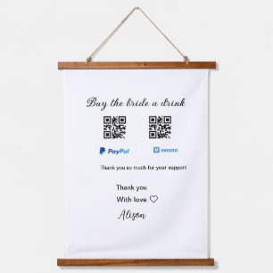 Kaufen Sie die Braut ein Getränk Spende QR Venmo P Wandteppich Mit Holzrahmen