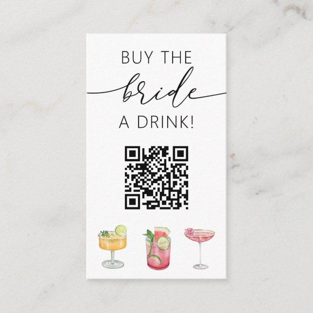 Kaufen Sie die Braut einen Drink QR Code Begleitkarte (Vorderseite)