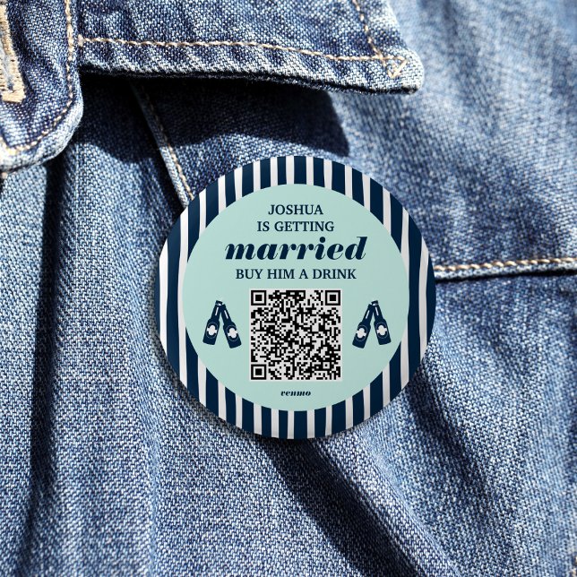 Kaufen Sie die Groom A Drink Qr Code Bachelor Part Button (Buy The Groom A Drink Qr Code Bachelor Party Button)