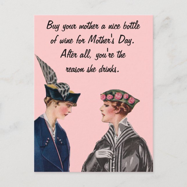 Kaufen Sie Ihrer Mutter eine Flasche Wein Postkarte (Vorderseite)