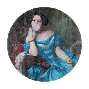 Kaugummi-Diva in blauem Satin  Schneidebrett