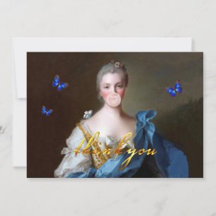 Kaugummi-Diva mit Blauem Schmetterling Dankeskarte