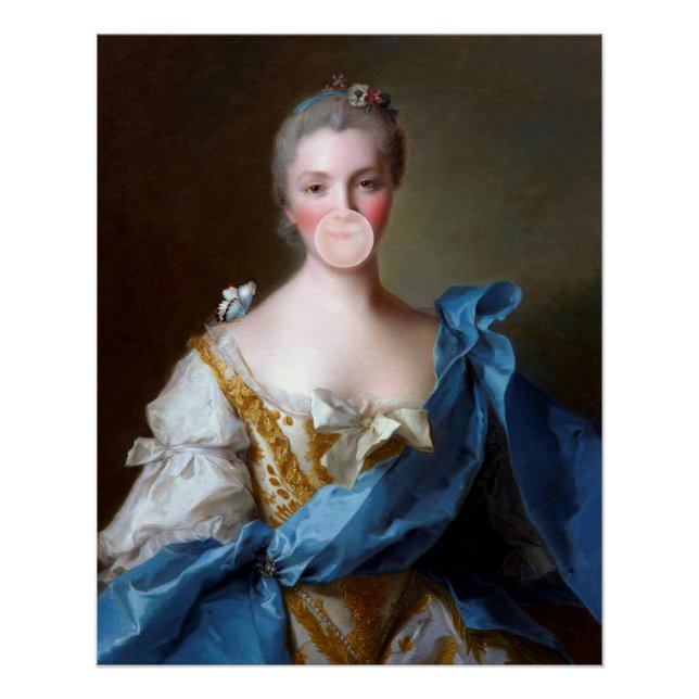 Kaugummi Diva mit Blauer Schmetterling Poster (Vorderseite)