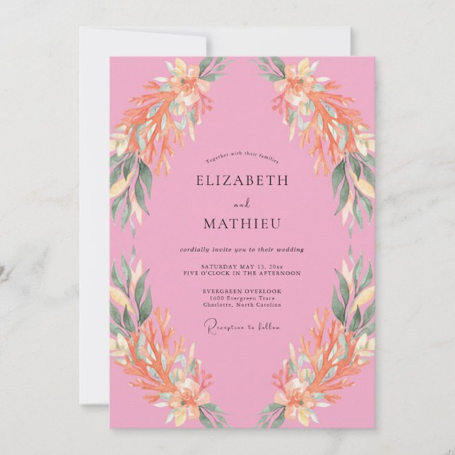 Kaugummi Orange Blatt Hochzeit Einladung (Vorderseite)