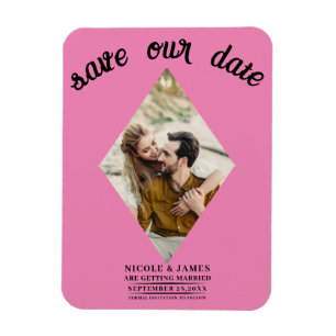 Kaugummi-Rosa Foto Hochzeit "Save the Date" Magnet