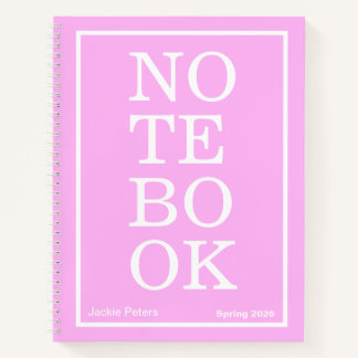 Kaugummi-Rosa modernes großes "NOTEBOOK" Notizbuch