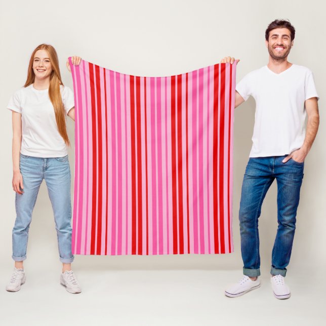 Kaugummi-Rosa-Rot-Vertikalstreifen-Design Fleecedecke (Beispiel)