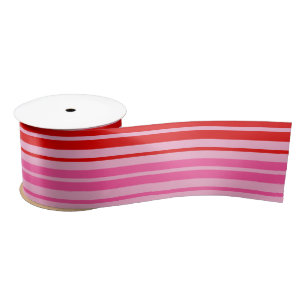Kaugummi-Rosa-Rot-Vertikalstreifen-Design Satinband