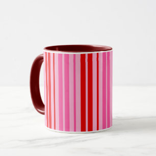 Kaugummi-Rosa-Rot-Vertikalstreifen-Design  Tasse