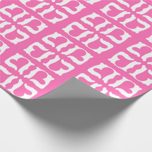Kaugummi-Rosa und Weiße Herzen Geschenkpapier