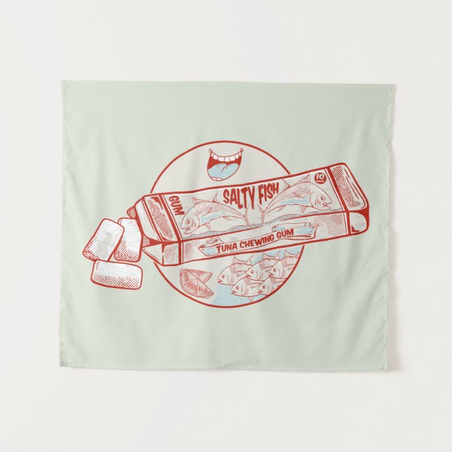 Kaugummi-Thunfischgeschmack Wandteppich (Vorderseite (Horizontal))