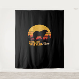 Kaukasischer Schäferhund-Mama Vintage Retro Klassi Wandteppich