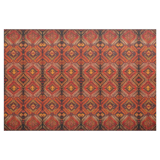 Kaukasisches Teppichdesign in warmen Farben Stoff (Fat Quarter (45,7 x 55,9 cm))