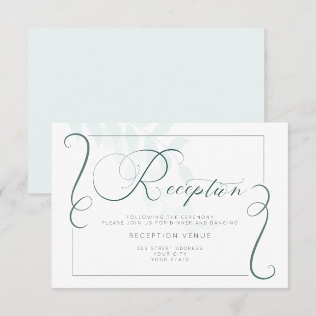 Kaum da Mint Blätter Jade Accents Einladung (Vorne/Hinten)