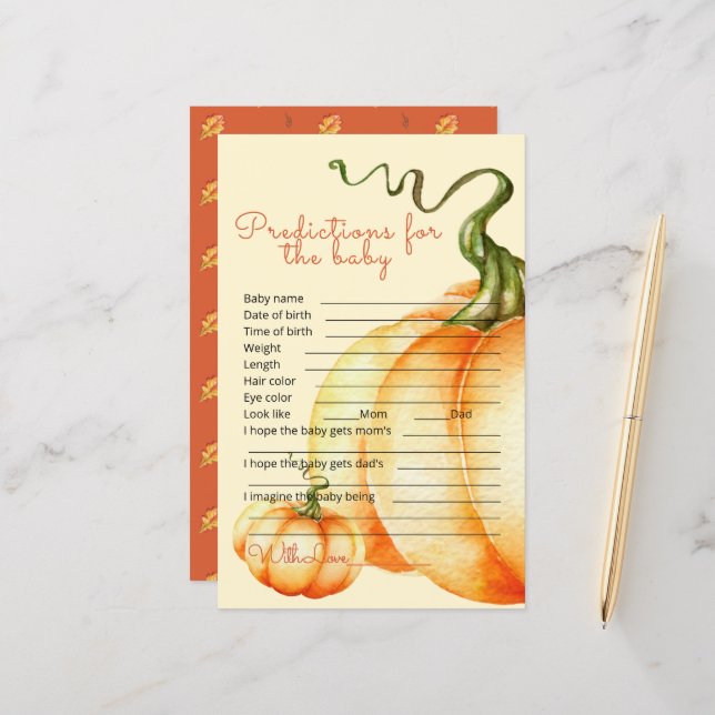 Kaum ein Pumpkin Baby Vorhersagen und Ratschläge. (Vorderseite/Rückseite Beispiel)