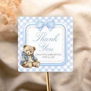 Kaum Erwarteter Eleganter Bär Baby Shower Quadratischer Aufkleber