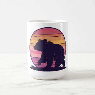 Kaum wach – Lustiges Retro-Bär-Sonnenuntergangs-De Kaffeetasse