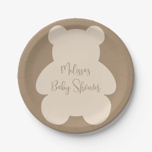 Kaum warten Beiger Teddy Bär Babyparty Pappteller