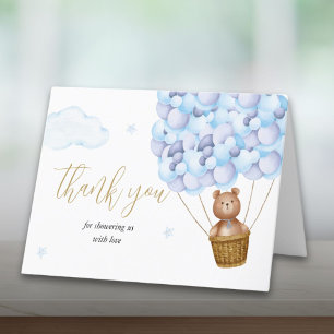 Kaum zu Warten Teddy Bär Blau Junge Baby Shower Dankeskarte