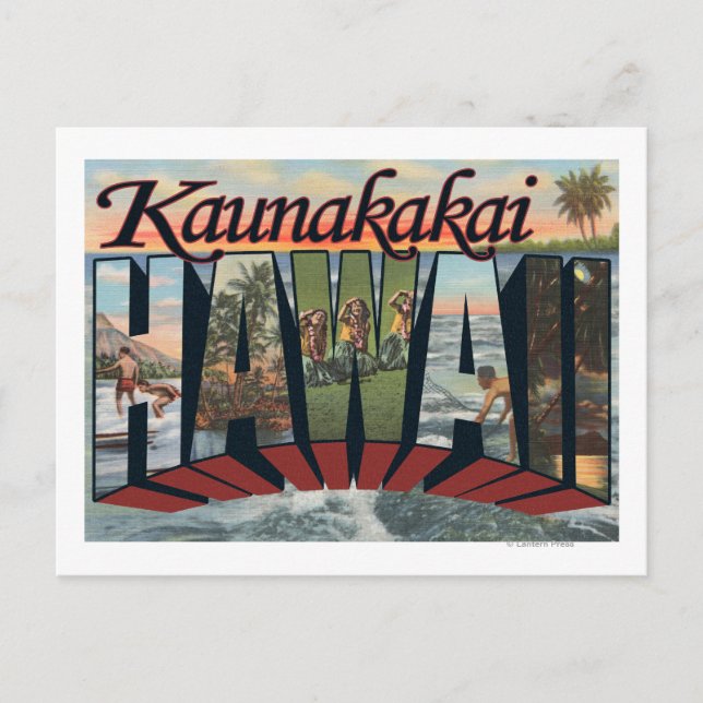 Kaunakai, Hawaii - Große Briefszenen Postkarte (Vorderseite)
