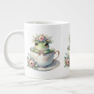Kauziger Frosch in floraler Teetasse Jumbo-Tasse
