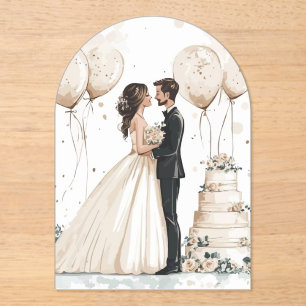 Kauzisches Wasserfarben-Paar & Blumiger Kuchen Acryleinladungen