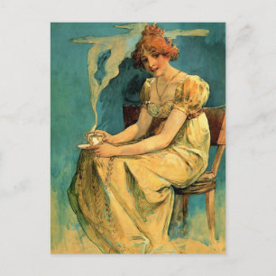 Kava von Alphonse (Alfons) Mucha ~ Art Nouveau Postkarte
