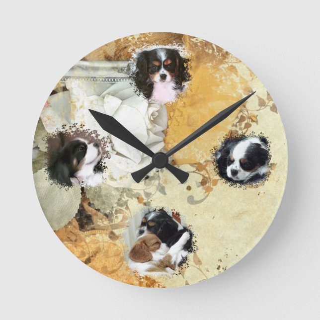 Kavalier König Charles Spanier Runde Wanduhr (Vorderseite)