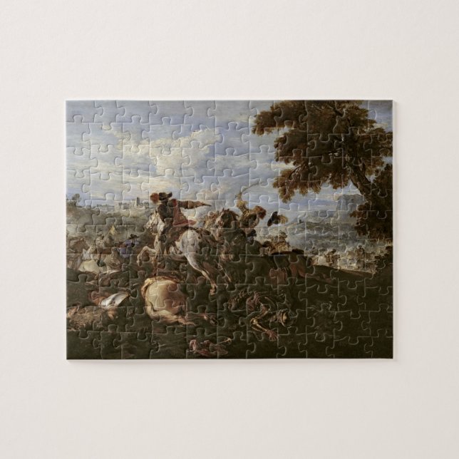 Kavaliere im Kampf (Öl auf Leinwand) Puzzle (Horizontal)