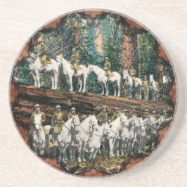 Kavallerie-Truppe auf dem Vintagen Untersetzer Red