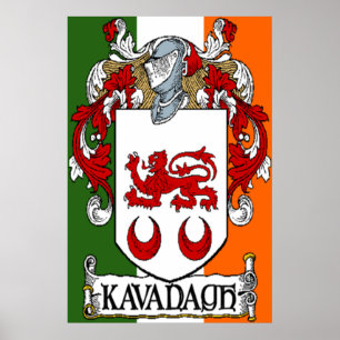 Kavanagh Wappen irischen Flaggen-Druck Poster