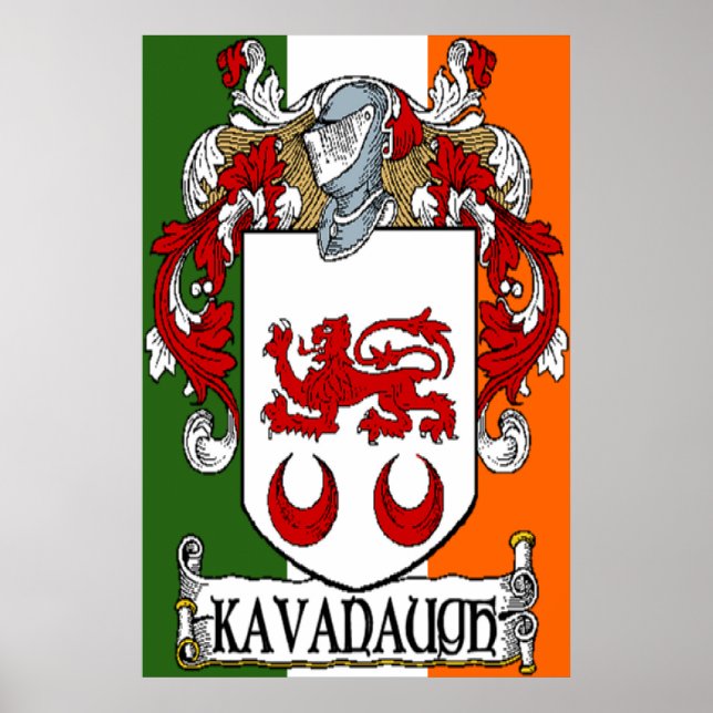 Kavanaugh Coat of Arms Irish Flag Print Poster (Vorne)