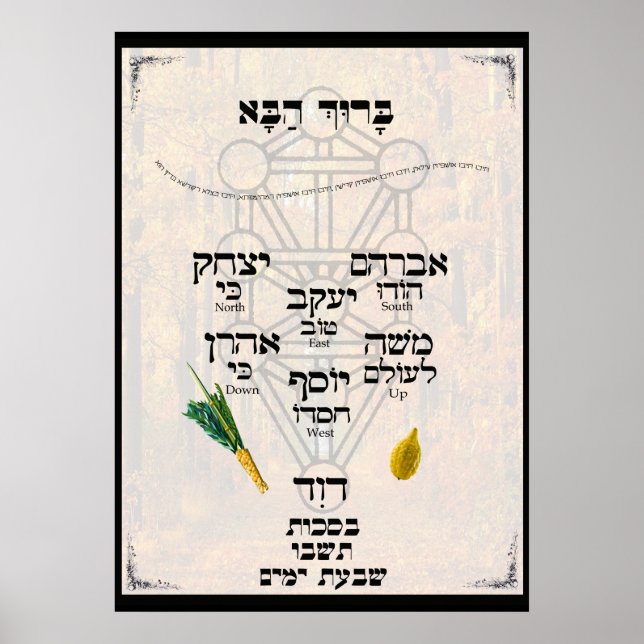 Kavannah für Lulav und Etrog Poster (Vorne)
