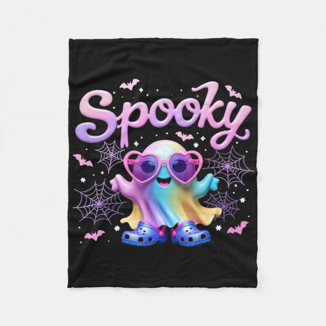 Kawaai Pastel Spooky Bow Geist mit Lichthöhe Fleecedecke (Vorderseite)