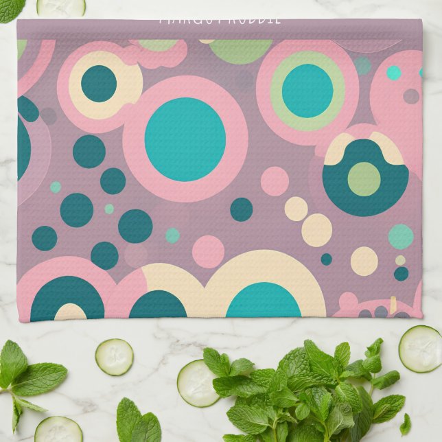 Kawai Circle Pink Marine Isometrie Muster Geschirrtuch (Gefaltet)