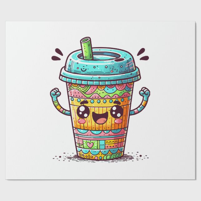 Kawai Coffee Geschenkpapier (Flach)