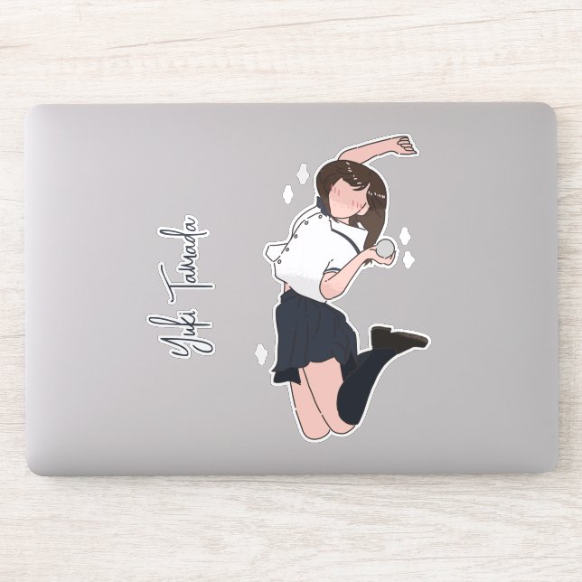 Kawai Jumping Girl Customizable Aufkleber (Computer)